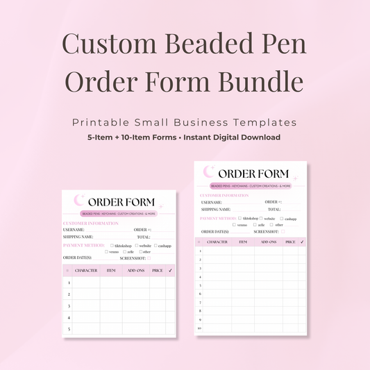 Custom Beaded Pen Order Form – Printable PDF